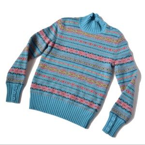 Blue Wool Fair Isle Sweater Size M